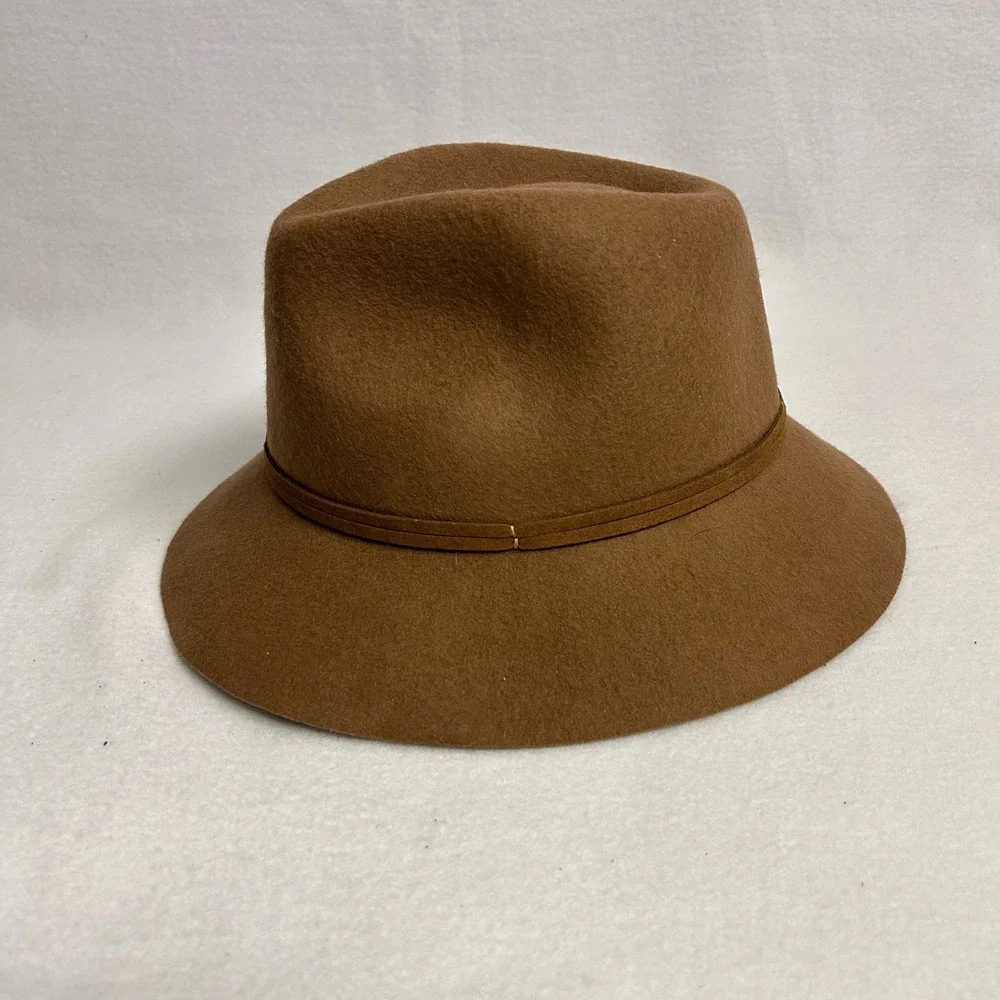 Boho Western Unbranded‎ Women OS Camel Brown 100% Wool Wide Brim Fedora Hat